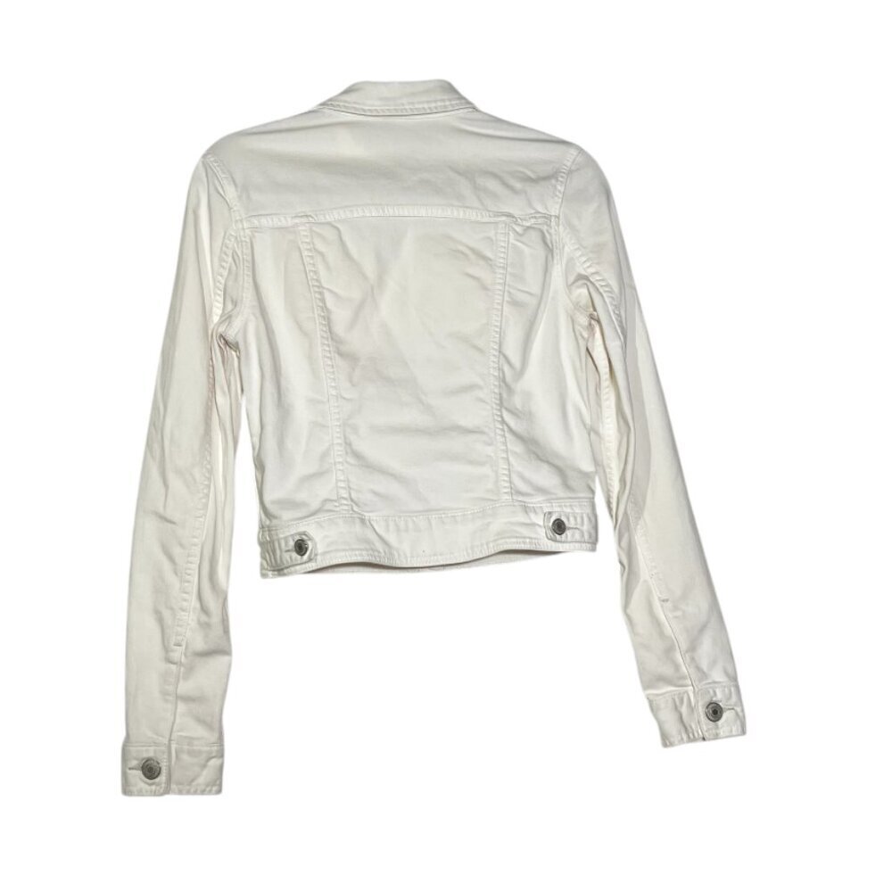 American Eagle Strigid Denim Jacket Cropped White Size Small Silver Button - Picture 2 of 10